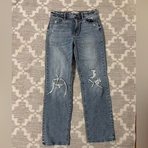 Daze ripped high rise flare jean